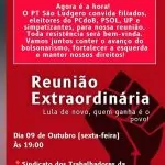 PT DE SÃO LUDGERO/SC CONVOCA MILITÂNCIA PARA ENFRENTAR FLÁVIO BOLSONARO.